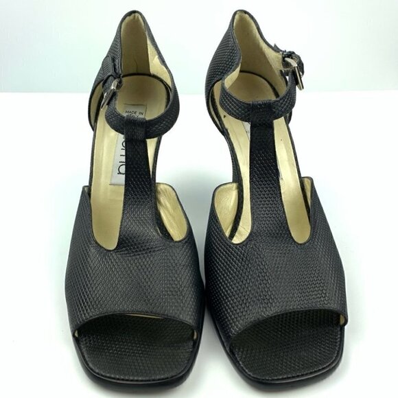 Paloma heels 7 Italian leather snakeskin print - Picture 2 of 12